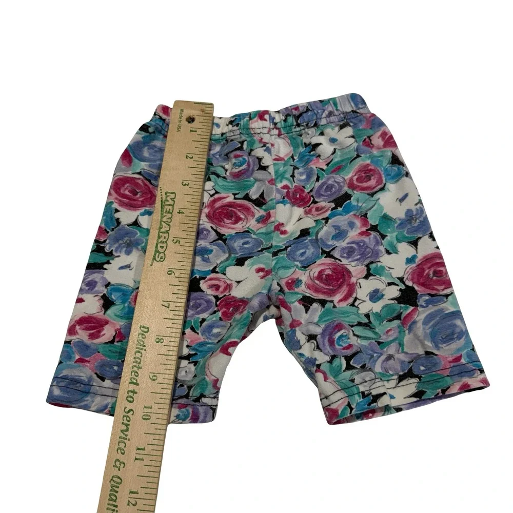 Vintage Cool Wear Kids Floral Shorts Set White‎ Swing Top Purple Pink 4/6X USA